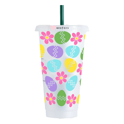 Easter Colorful Eggs NO HOLE 24oz Cold Cup UV DTF Wrap - Hole - Ready to apply Wrap - Weefers