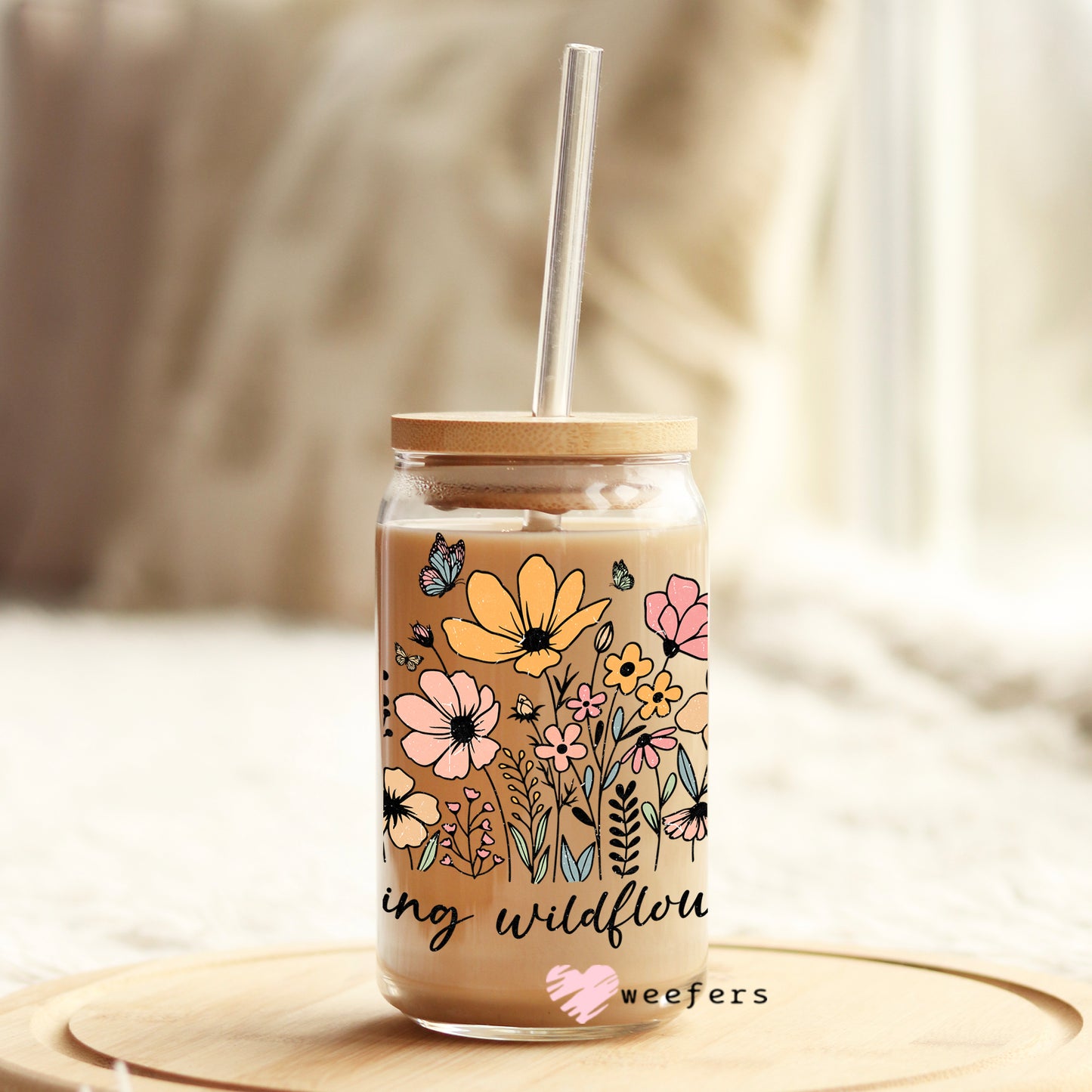 Raising Wildflowers 16oz Libbey Glass Can UV DTF or Sublimation Wrap - Decal - Weefers