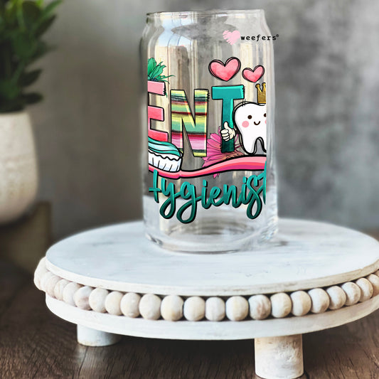 Dental Hygienist 16oz Libbey Glass Can UV DTF or Sublimation Cup Wrap - Decal Transfer Weefers