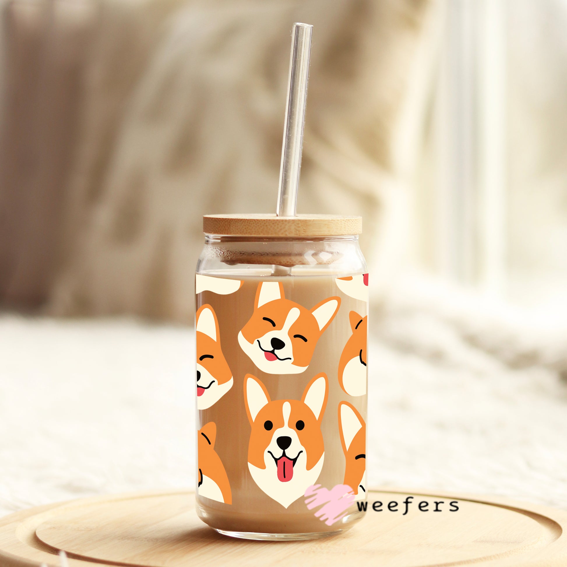 Corgi Cutie Libbey Glass Can Wrap UV DTF Sublimation Transfers - Weefers