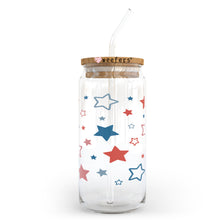 Load image into Gallery viewer, 4th of July Red White and Blue Stars 20oz Libbey Glass Can UV-DTF or Sublimation Wrap - Decal
