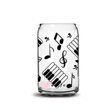 Load image into Gallery viewer, Music Notes 16oz Libbey Glass Can UV-DTF or Sublimation Wrap - Decal
