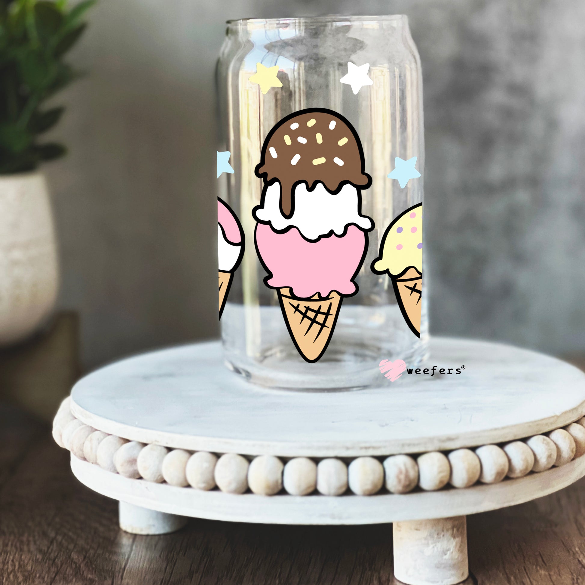 Yummy Ice Cream 16oz Libbey Glass Can UV DTF or Sublimation Wrap - Decal - Weefers