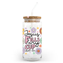 Load image into Gallery viewer, Jesus Fills My Cup 20oz Libbey Glass Can UV-DTF or Sublimation Wrap - Decal

