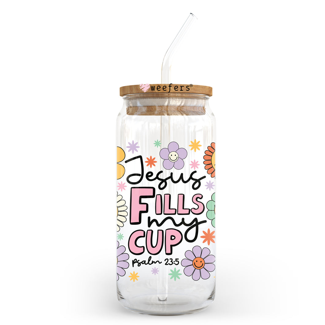 Jesus Fills My Cup 20oz Libbey Glass Can, 34oz Hip Sip, 40oz Tumbler UVDTF or Sublimation Decal Transfer