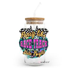 Load image into Gallery viewer, Fancy like a date night on a race track 20oz Libbey Glass Can UV-DTF or Sublimation Wrap - Decal
