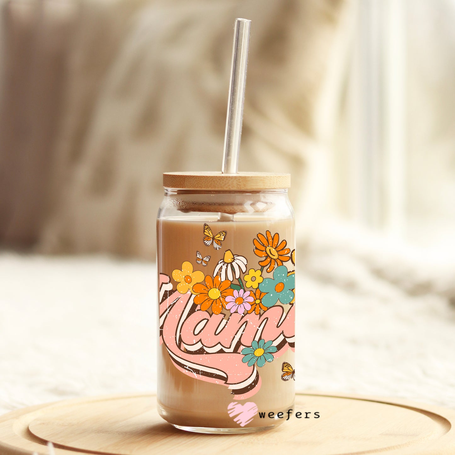 Retro Mama 16oz Libbey Glass Can UV DTF or Sublimation Wrap - Decal - Weefers