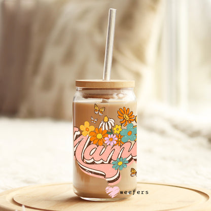 Retro Mama 16oz Libbey Glass Can UV DTF or Sublimation Wrap - Decal - Weefers