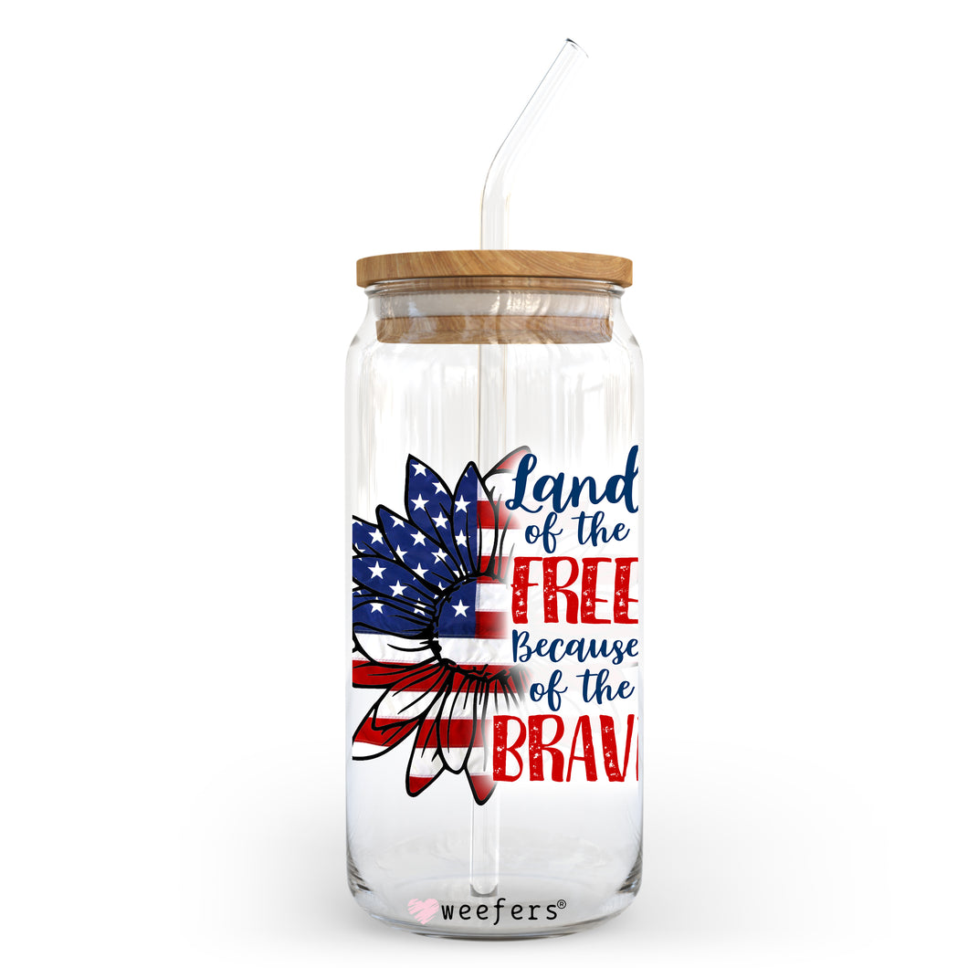 Land of the Free 20oz Libbey Glass Can UV-DTF or Sublimation Wrap - Decal