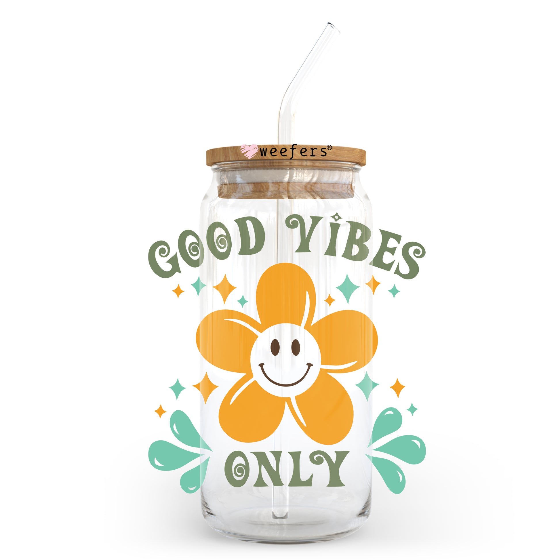 Good Vibes Only 20oz Libbey Glass Can, 34oz Hip Sip, 40oz Tumbler UV DTF or Sublimation Decal Transfer - Weefers