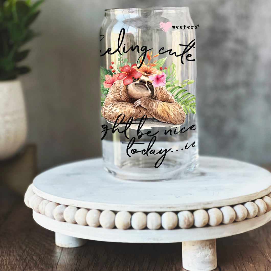 Sloth Feeling Cute 16oz Libbey Glass Can UV-DTF or Sublimation Wrap - Decal