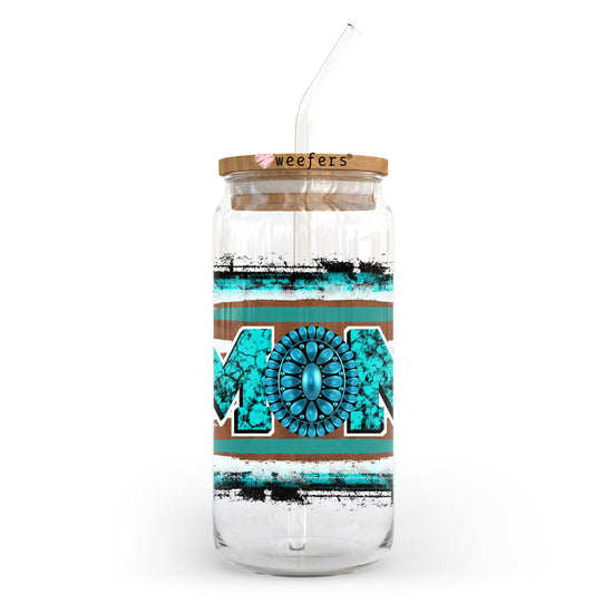 Mom Turquoise  20oz Libbey Glass Can UV DTF or Sublimation Wrap - Decal Transfer - Weefers