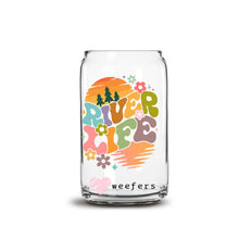 Load image into Gallery viewer, a glass jar with the words river life on it
