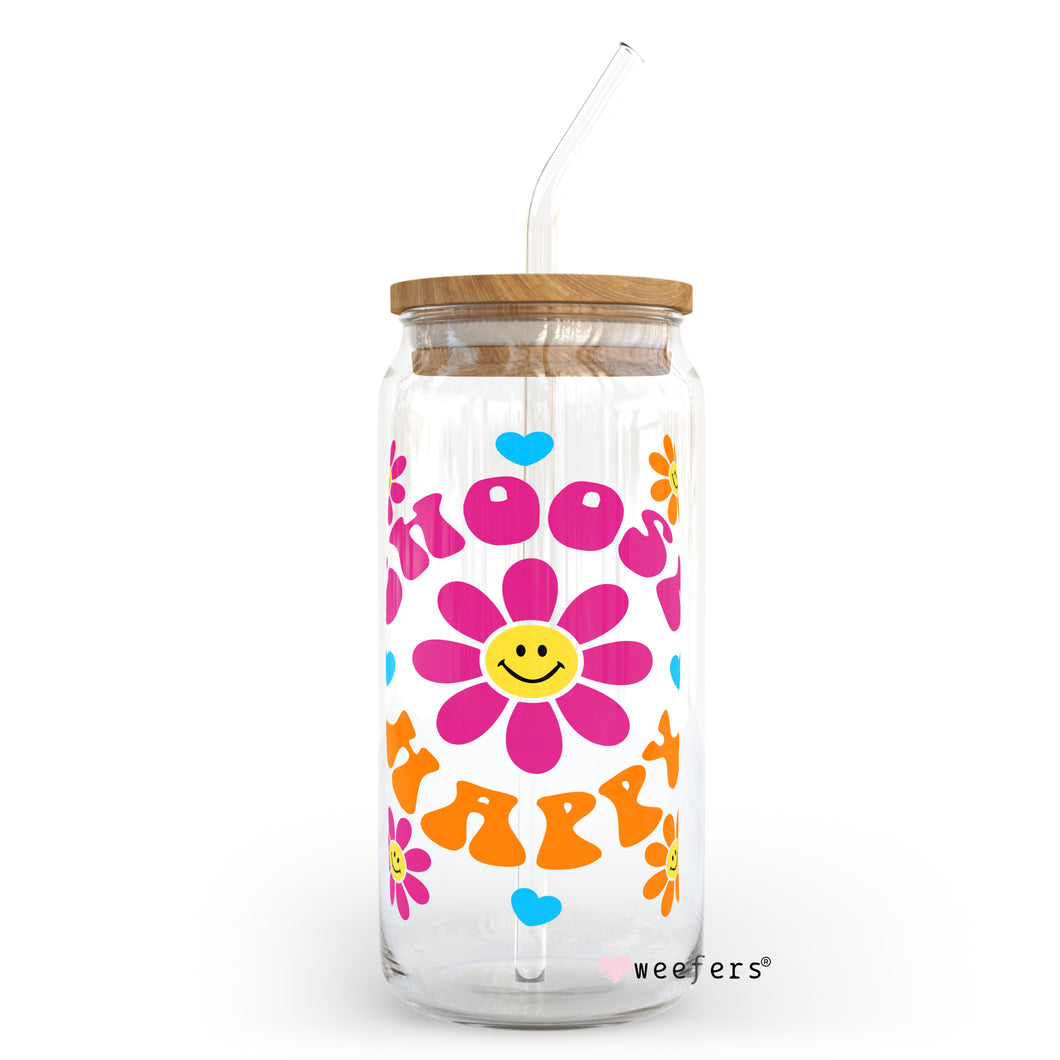 Choose Happy 20oz Libbey Glass Can UV-DTF or Sublimation Wrap - Decal
