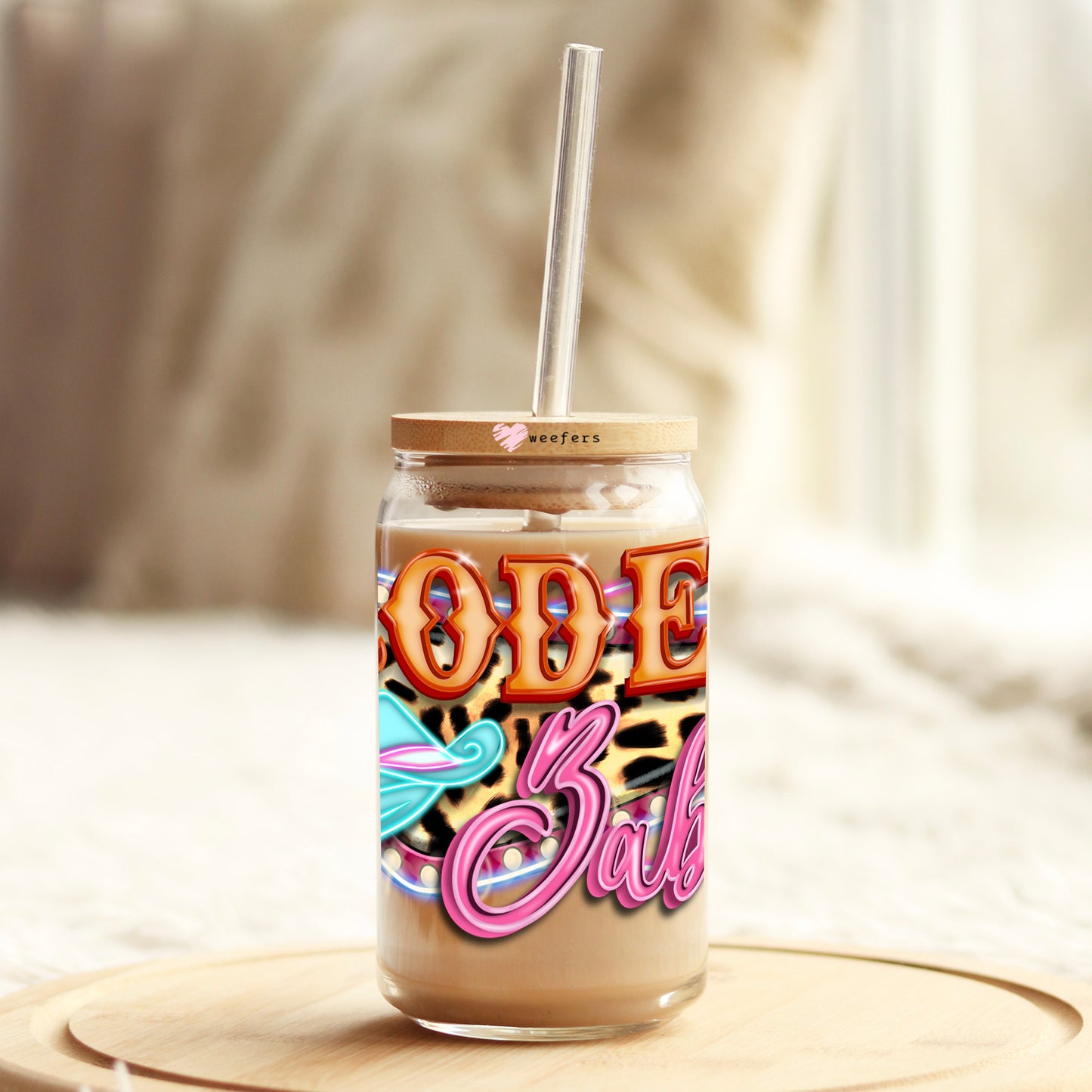 Rodeo Babe 16oz Libbey Glass Can UV DTF or Sublimation Cup Wrap - Decal Transfer - Weefers