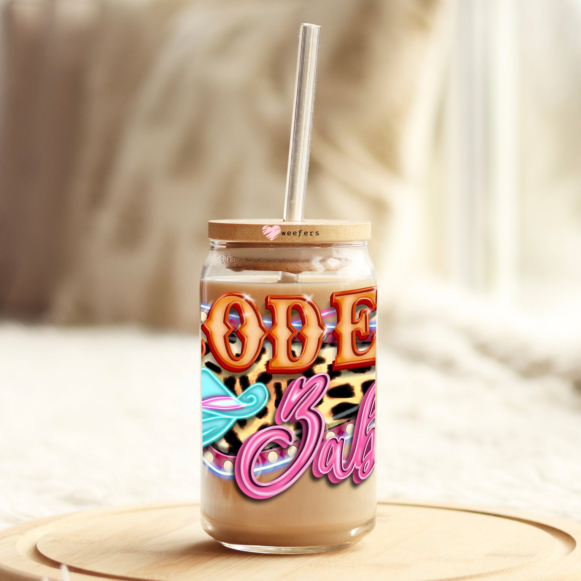 Rodeo Babe 16oz Libbey Glass Can UV DTF or Sublimation Cup Wrap - Decal Transfer - Weefers