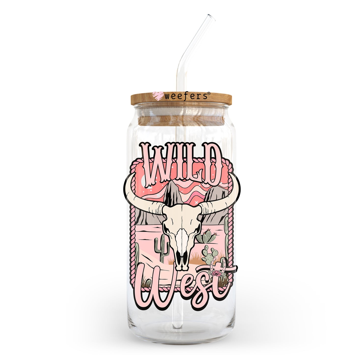 Wild West Peachy 20oz Libbey Glass Can UV DTF or Sublimation Wrap - Decal Transfer - Weefers