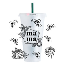 Load image into Gallery viewer, Black Floral Mama Trees 24oz UV-DTF Cold Cup Wrap - Ready to apply Wrap - NO HOLE
