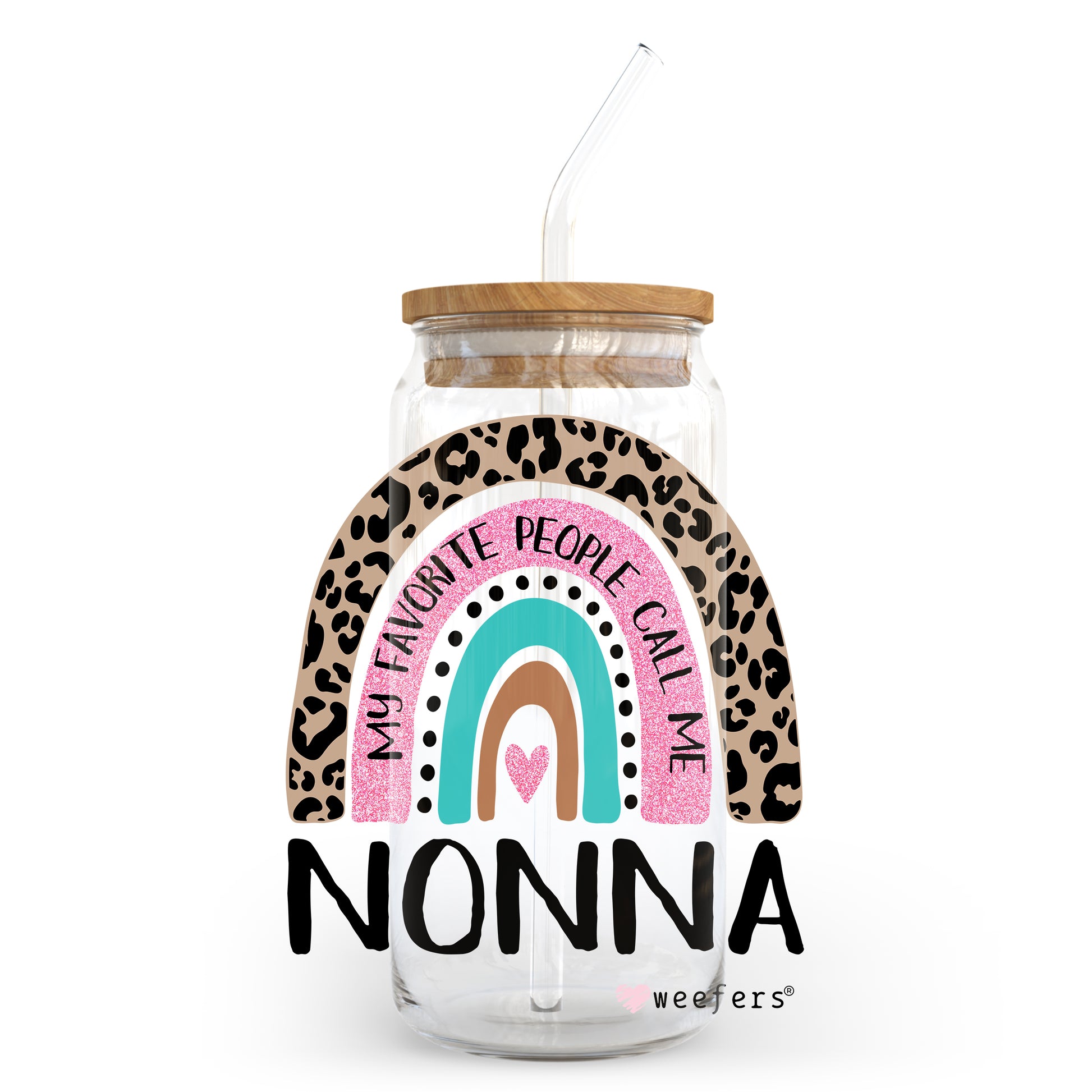 Mother's Day Nonna Boho Rainbow 20oz Libbey Glass Can, 34oz Hip Sip, 40oz Tumbler UV DTF or Sublimation Decal Transfer - Weefers