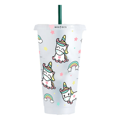 Rainbow Unicorn 24oz UV DTF Cold Cup Wrap - Ready to apply Wrap - NO HOLE - Weefers