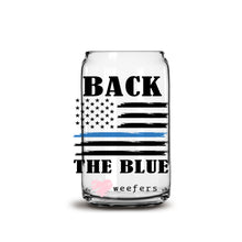 Load image into Gallery viewer, Back the Blue Black  16oz Libbey Glass Can UV-DTF or Sublimation Wrap - Decal
