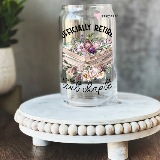 Official Retire Floral 16oz Libbey Glass Can UV DTF or Sublimation Cup Wrap - Decal Transfer Weefers