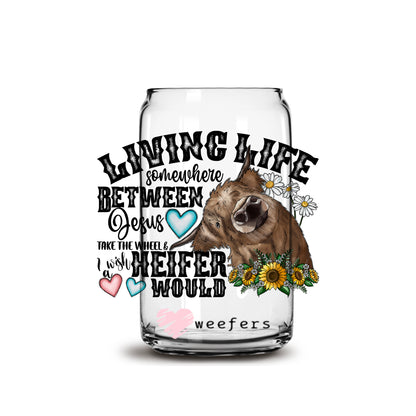 Funny Living Life 16oz Libbey Glass Can UV DTF or Sublimation Wrap - Decal - Weefers