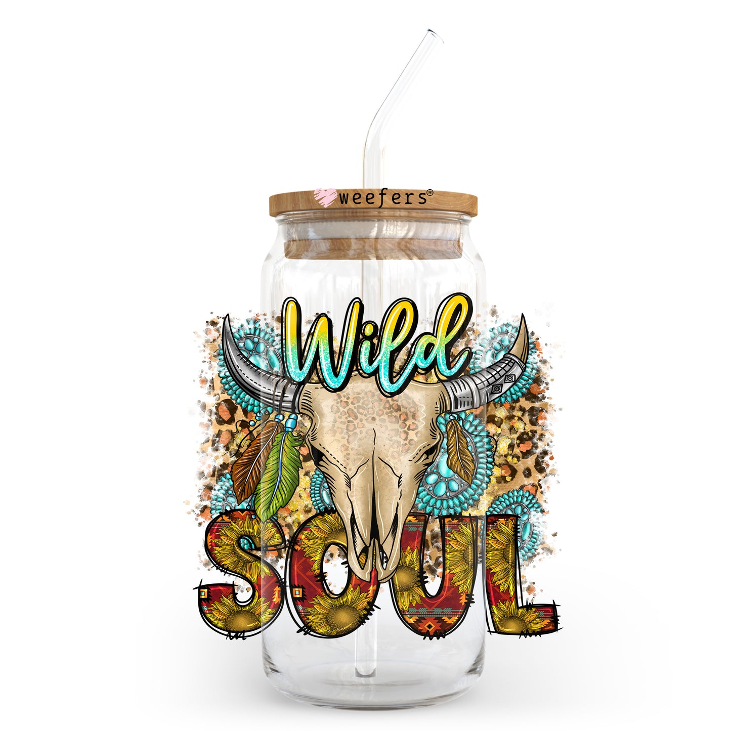 Wild Soul Western 20oz Libbey Glass Can UV DTF or Sublimation Wrap - Decal Transfer - Weefers