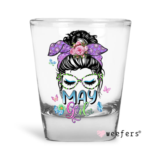 May Girl Shot Glass Short UV DTF or Sublimation Wrap - Decal - Weefers