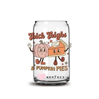 Thick thighs pumpkin pies 16oz Libbey Glass Can UV DTF or Sublimation Wrap - Decal - Weefers