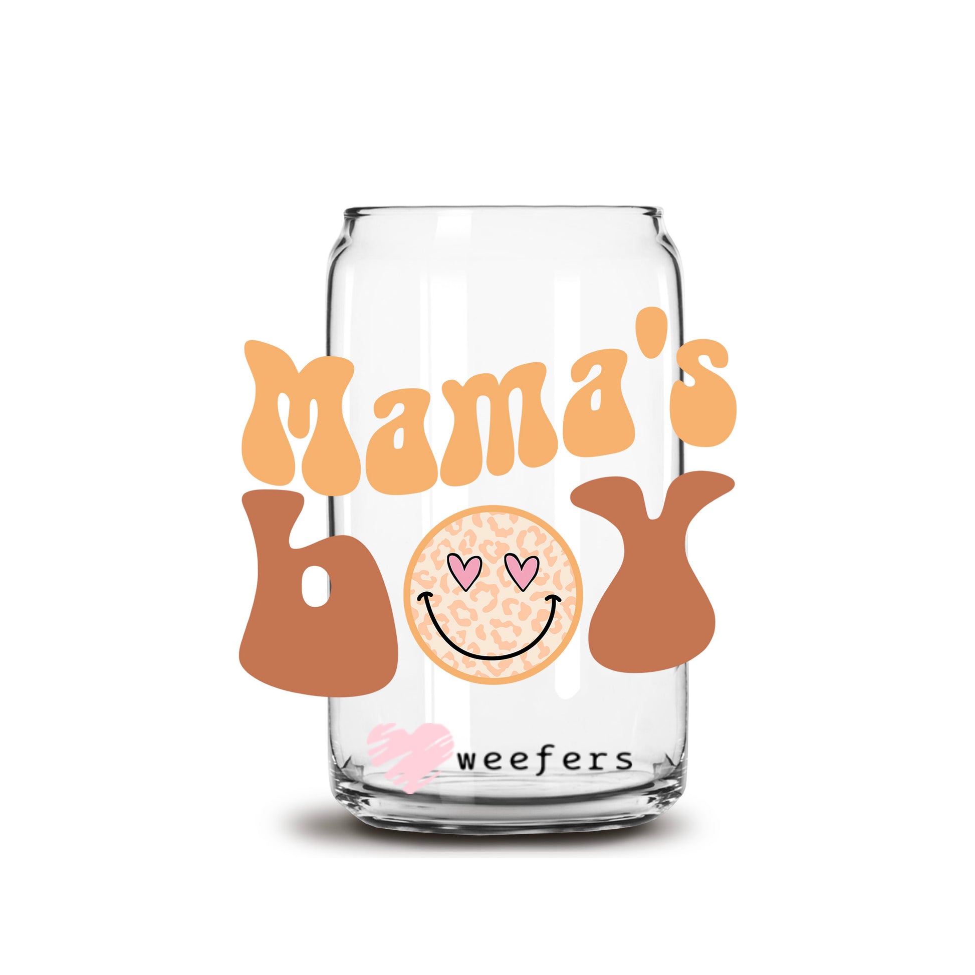 Mama's Boy 16oz Libbey Glass Can UV DTF or Sublimation Cup Wrap - Decal Transfer - Weefers