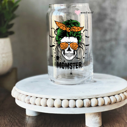 Momster Halloween 16oz Libbey Glass Can UV DTF or Sublimation Wrap - Decal - Weefers