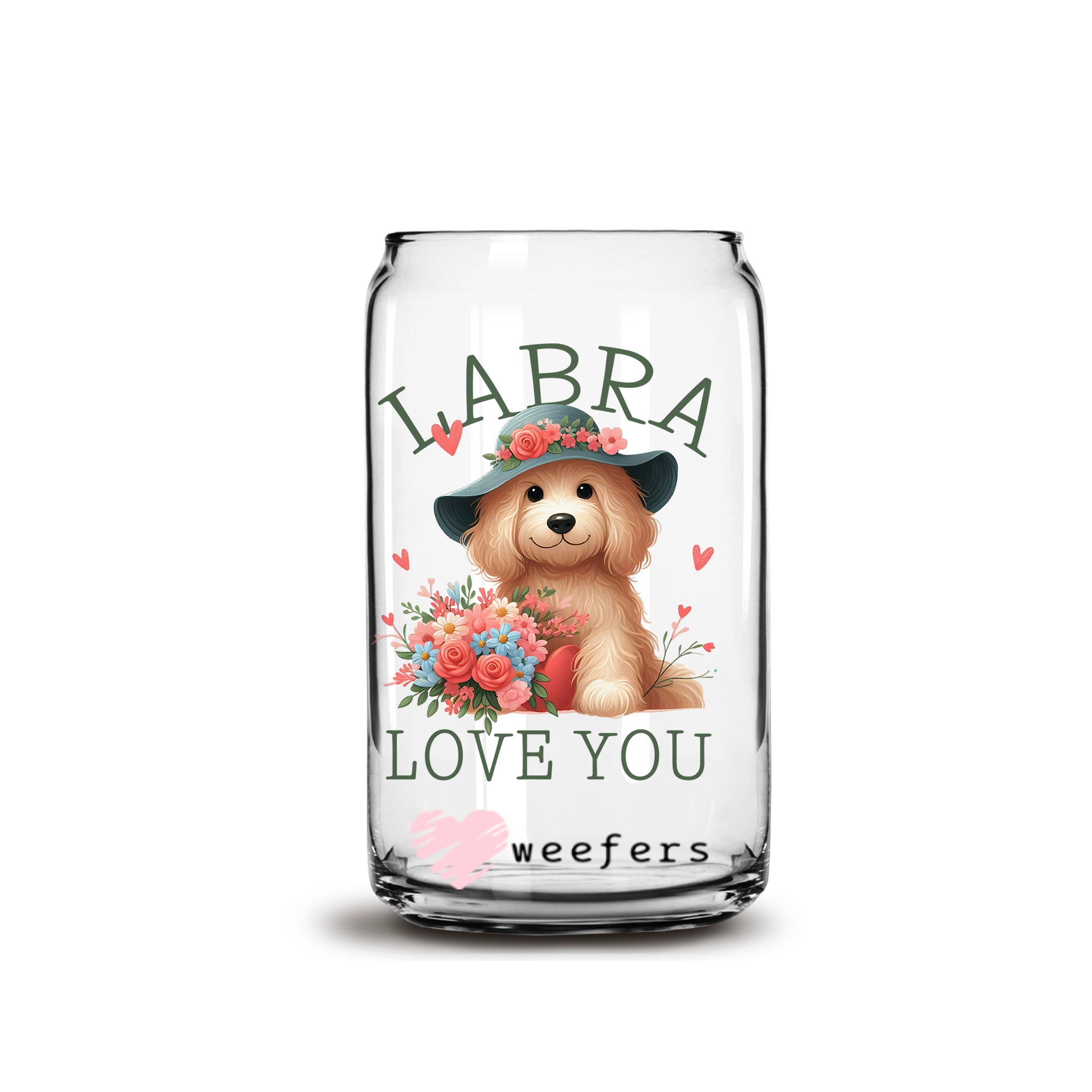 Labra Love Valentine's Day 16oz Libbey Glass Can UV DTF or Sublimation Cup Wrap - Decal Transfer - Weefers