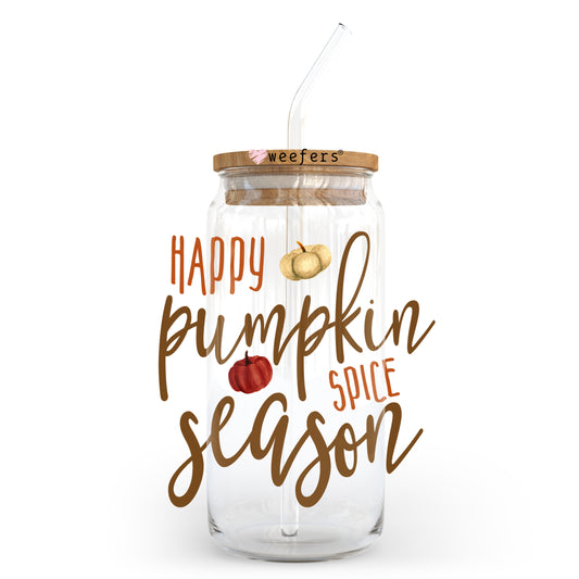 Happy Pumpkin Spice Season Fall 20oz Libbey Glass Can, 34oz Hip Sip, 40oz Tumbler UV DTF or Sublimation Decal Transfer - Weefers