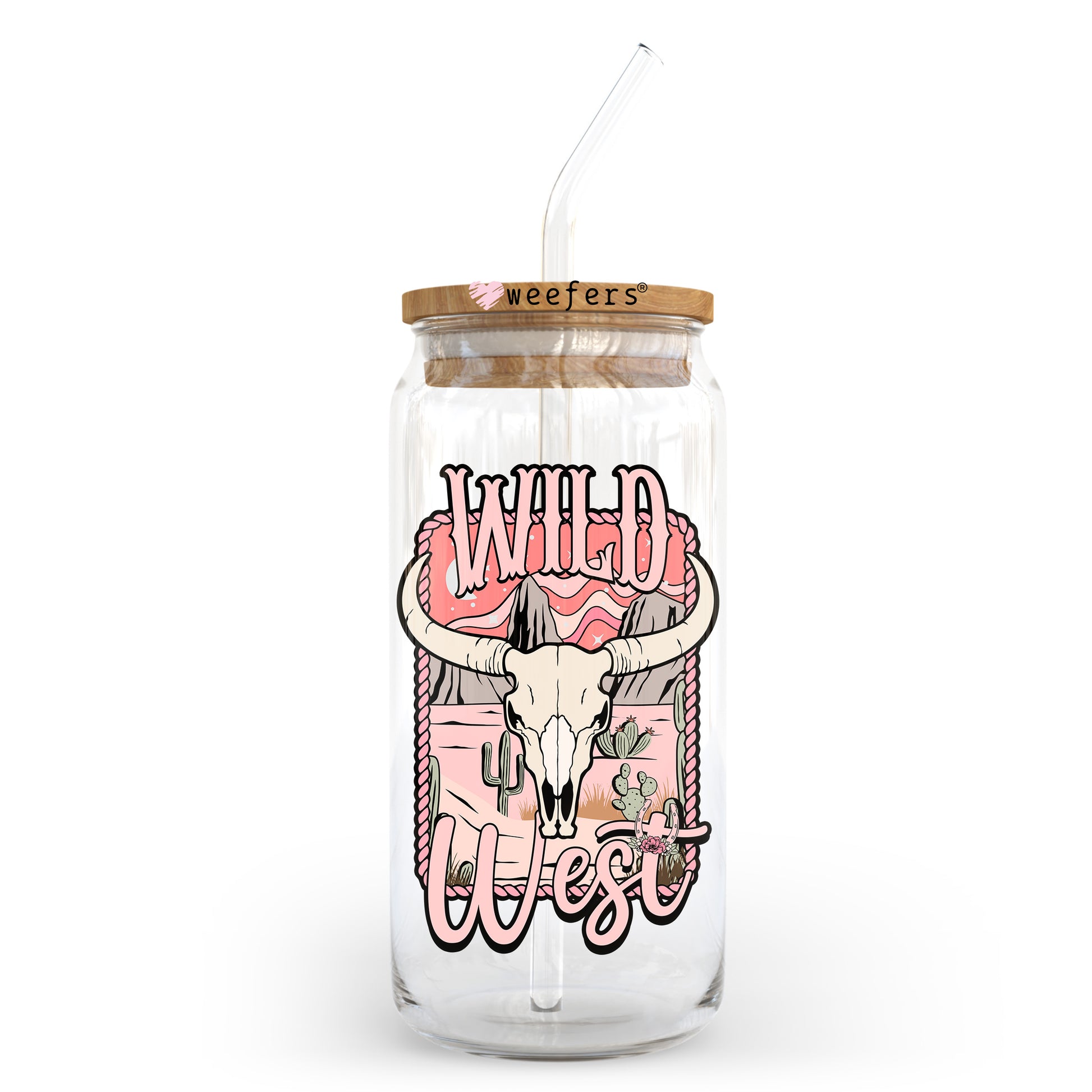 Wild West Peachy 20oz Libbey Glass Can UV DTF or Sublimation Wrap - Decal Transfer - Weefers