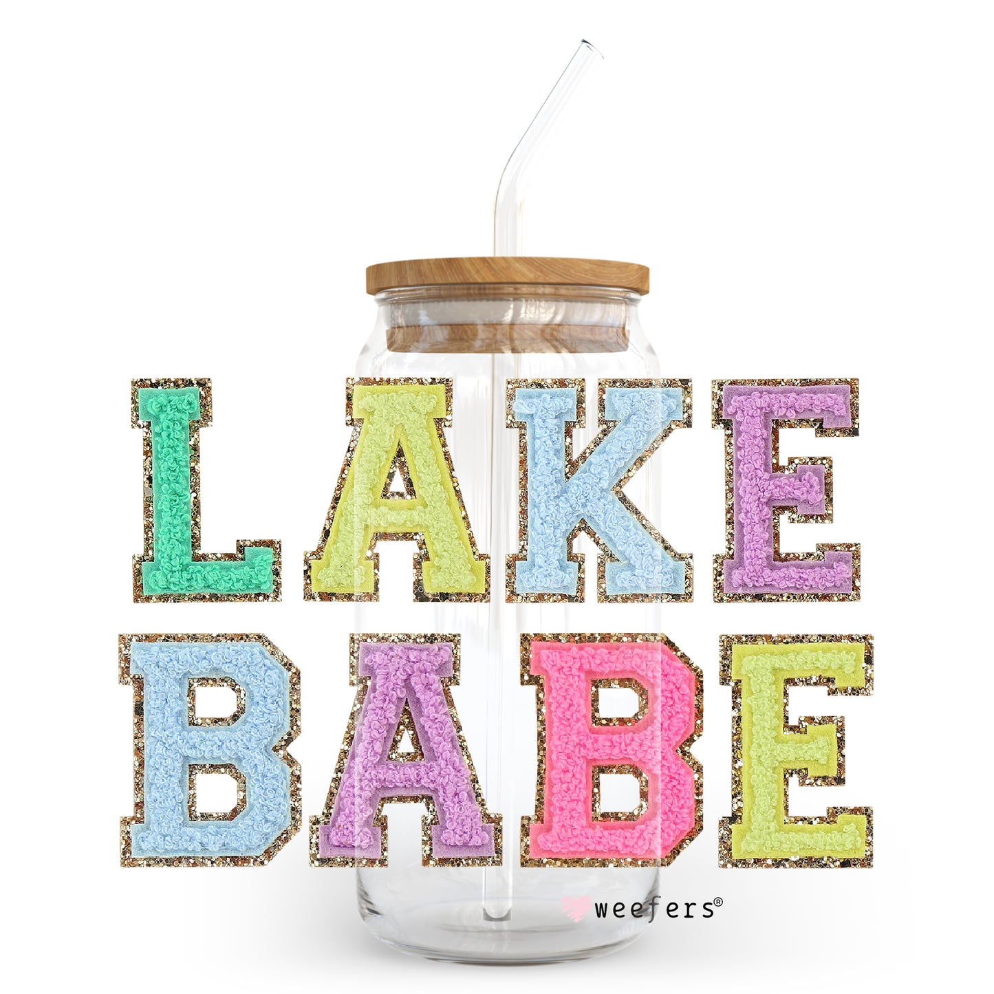 Faux Chenille Lake Babe  20oz Libbey Glass Can, 34oz Hip Sip, 40oz Tumbler UV DTF or Sublimation Decal Transfer - Weefers