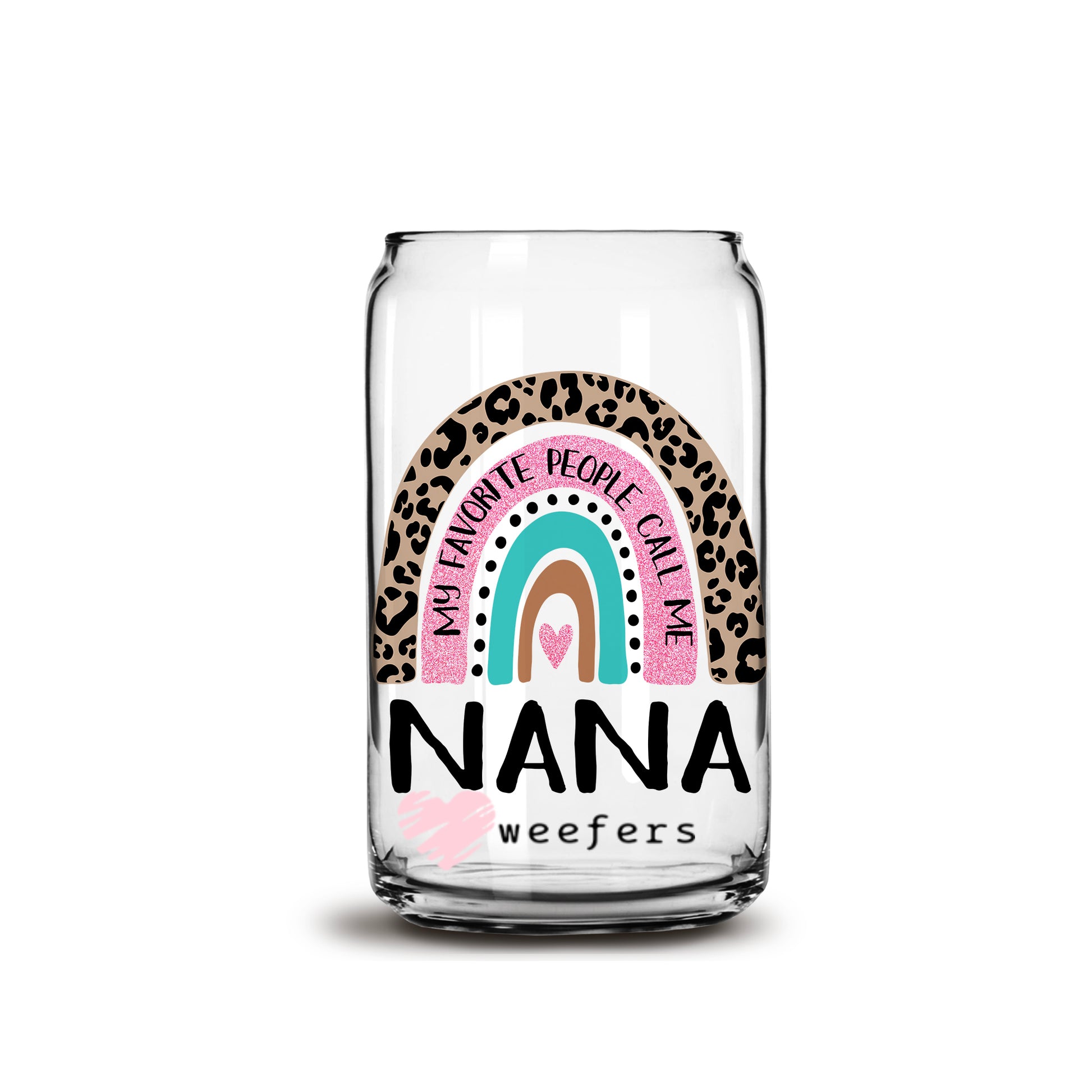 Mother's Day Nana Boho Rainbow Libbey Glass Can UV DTF or Sublimation Wrap - Decal - Weefers