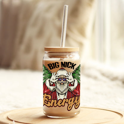 Big Nick Energy Funny Christmas 16oz Libbey Glass Can UV DTF or Sublimation Wrap - Decal - Weefers