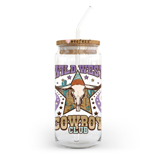 Wildwest Cowboy Club 20oz Libbey Glass Can UV DTF or Sublimation Wrap - Decal Transfer Weefers