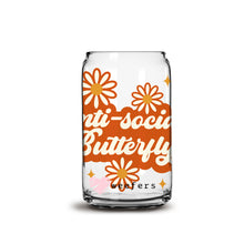 Load image into Gallery viewer, Anti-Social Butterfly 16oz Libbey Glass Can UV-DTF or Sublimation Wrap - Decal
