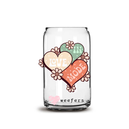 Love in Mode Valentine's Day 16oz Libbey Glass Can UV DTF or Sublimation Cup Wrap - Decal Transfer - Weefers