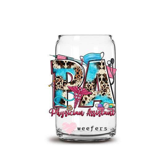Physician Assistant Western 16oz Libbey Glass Can UV DTF or Sublimation Cup Wrap - Decal Weefers