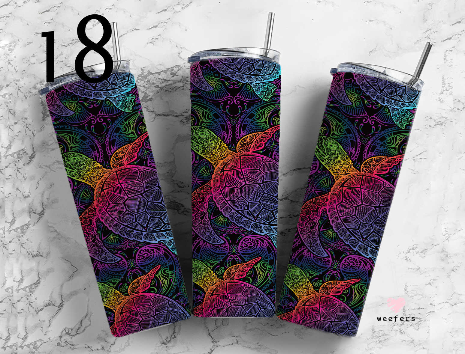 Click to see Designs 1-50 - 20oz Skinny Tumbler Wraps Vol. 1 - Weefers