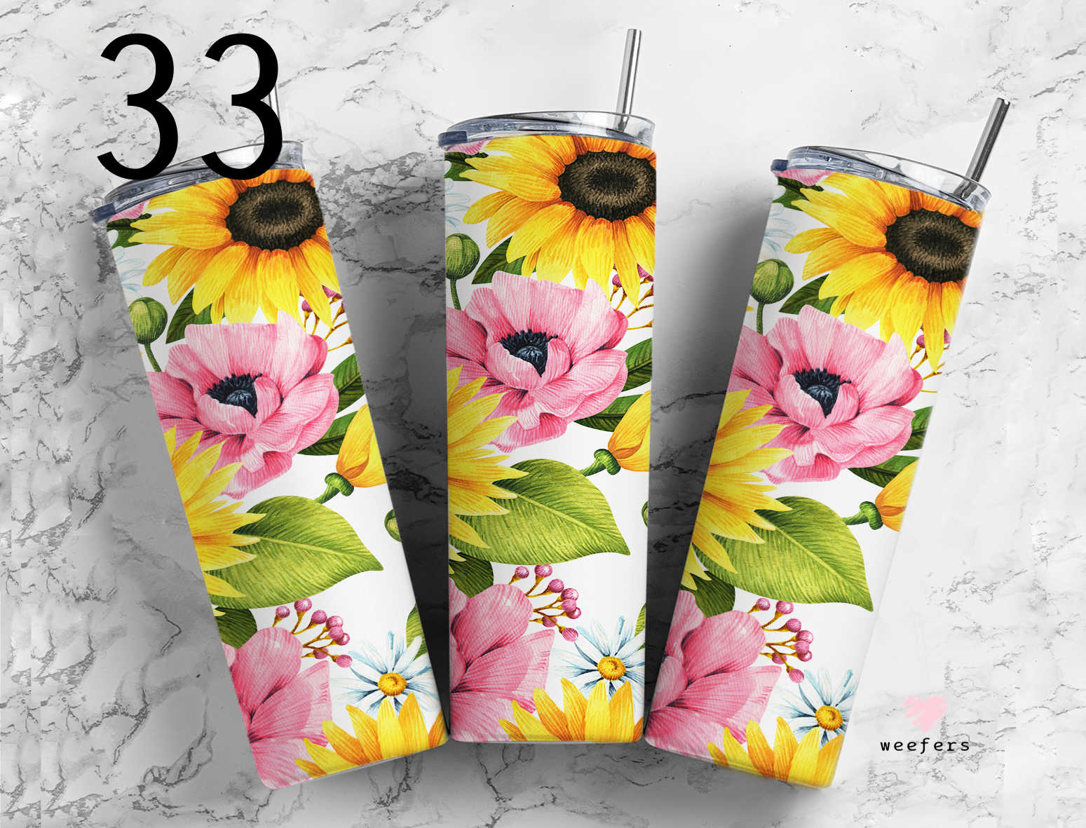 Click to see Designs 1-50 - 20oz Skinny Tumbler Wraps Vol. 1 - Weefers