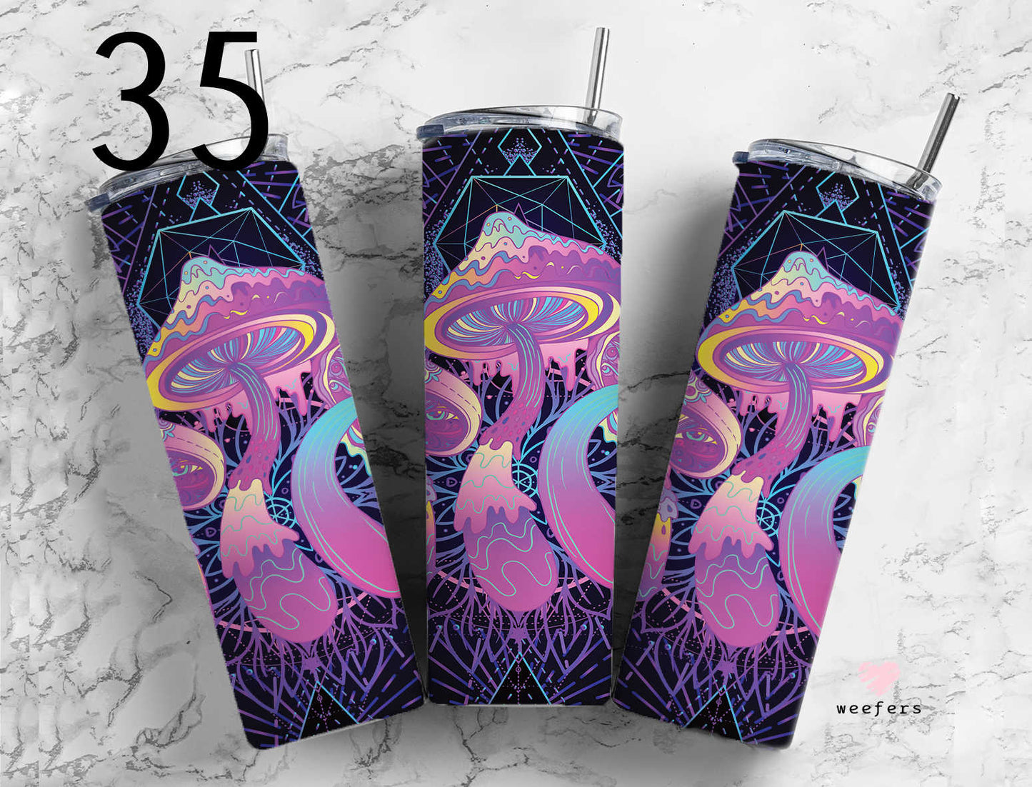 Click to see Designs 1-50 - 20oz Skinny Tumbler Wraps Vol. 1 - Weefers