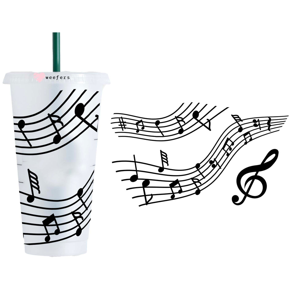Musical Notes 24oz Cold Cup UV-DTF Wrap - No Hole
