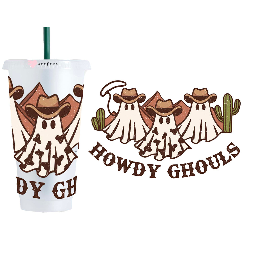 Halloween Howdy Ghouls 24oz Cold Cup UV-DTF Wrap - No Hole