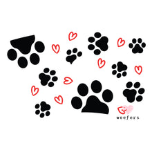 Load image into Gallery viewer, Dog Paws and Red Hearts Cold Cup Wrap - Hole - Ready to apply Wrap - Weefers
