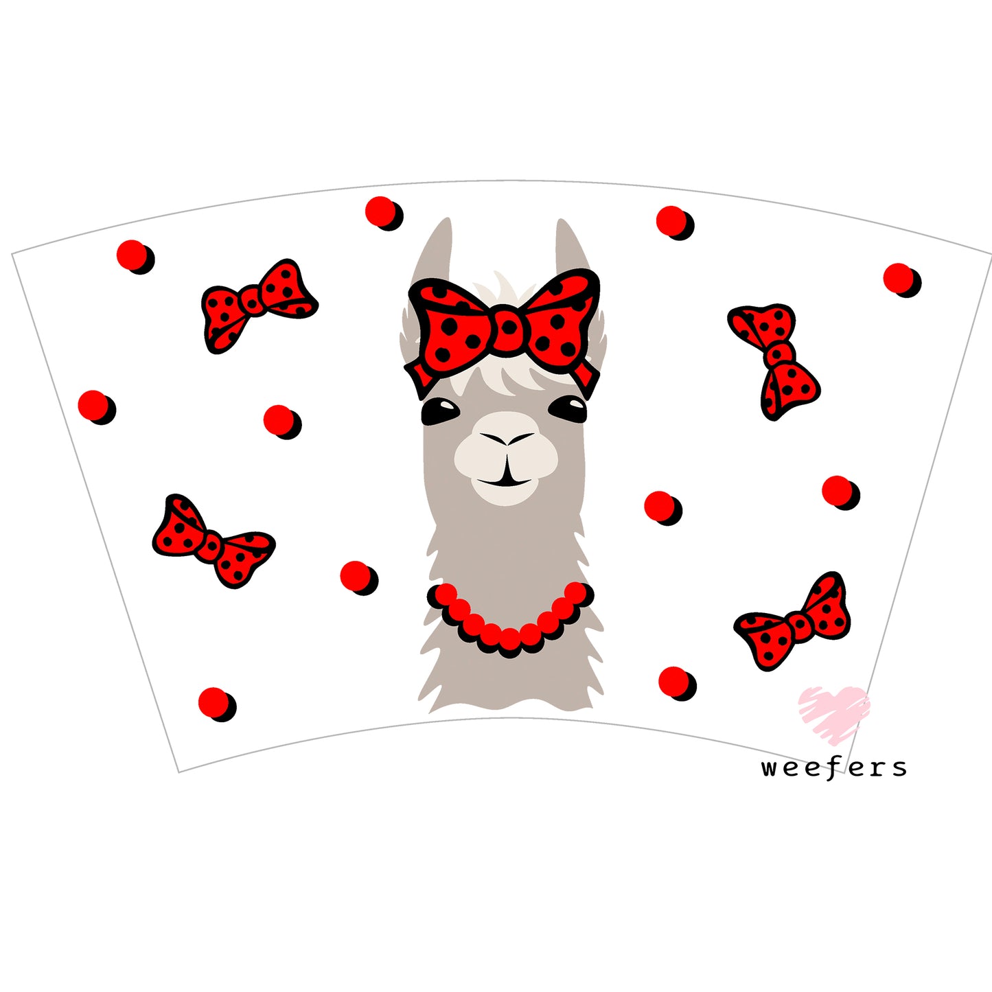 Red Bow LLAMA  Cold Cup Wrap - NO HOLE - Ready to apply Wrap - Weefers