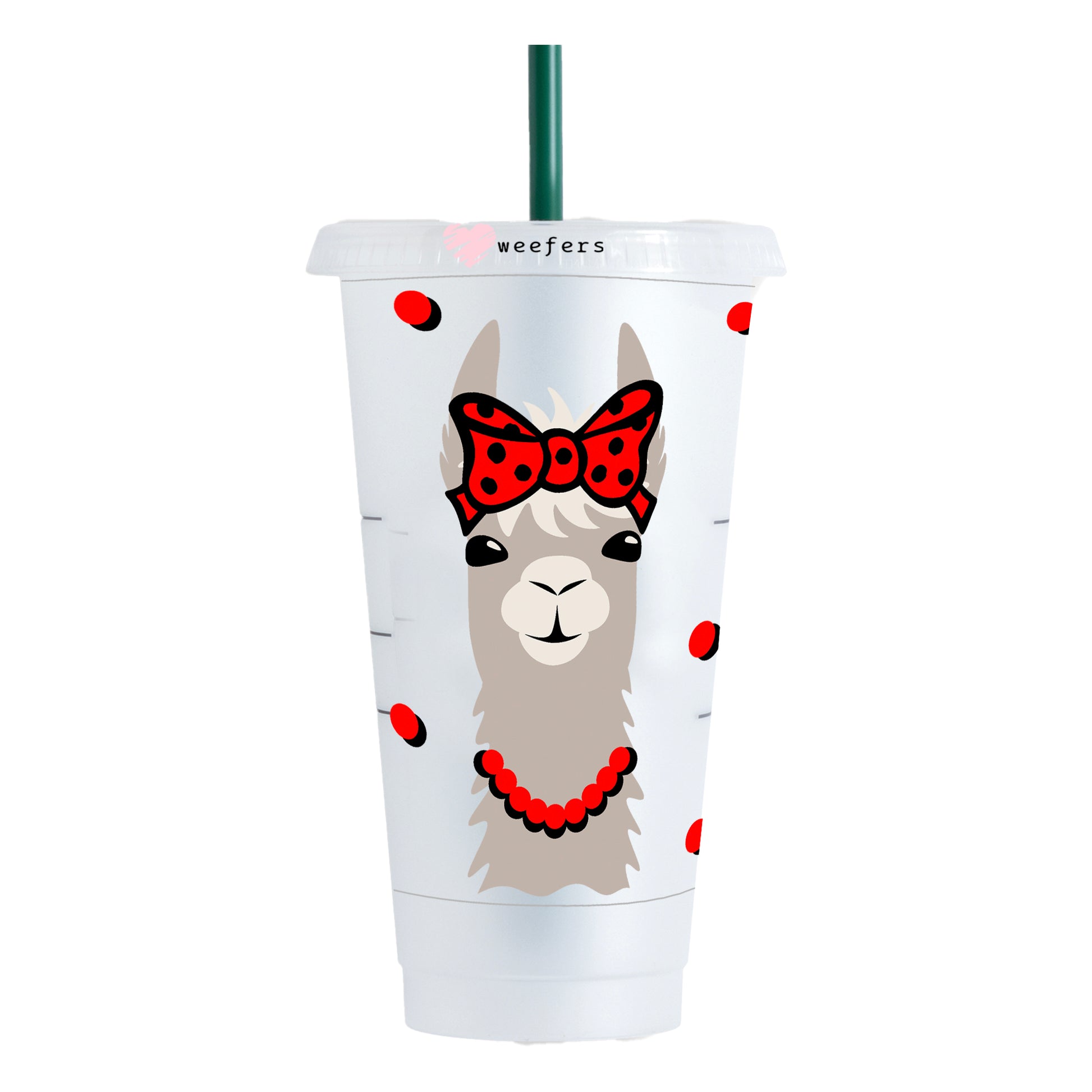 Red Bow LLAMA  Cold Cup Wrap - NO HOLE - Ready to apply Wrap - Weefers